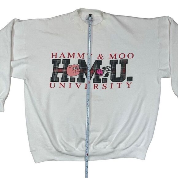 Vintage Hammy and Moo University Hamwear Sweatshirt White One‎ Size Fits All - Picture 4 of 10